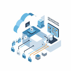 Fototapeta premium Cloud Computing and Data Storage System with Security Measures.