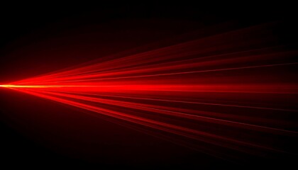Abstract Red Laser Beam Light Effect on Black Background.