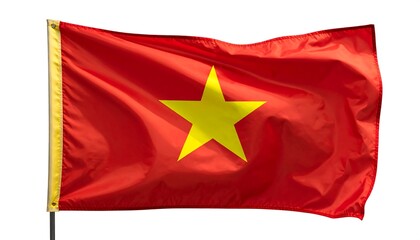 The national flag of Vietnam waving in the wind.