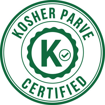 Kosher Parve Certified Food Label Badge &ndash; Green Round Stamp for Packaging and Marketing