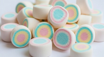 Rainbow Marshmallow Delight Sweet Treats Background.