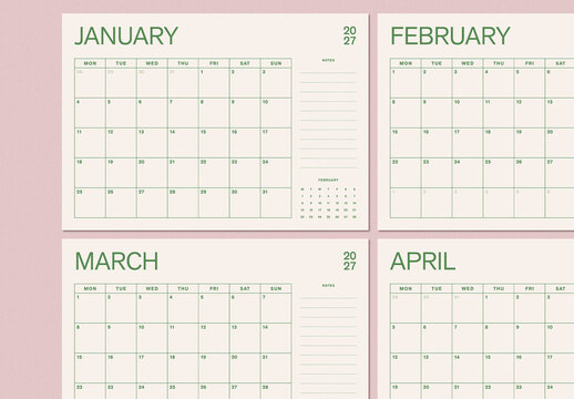 Minimal Calendar Layout