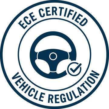 ECE Certified Vehicle Regulation Badge Icon &ndash; Automotive Compliance, Safety Standard, Quality Assurance Label