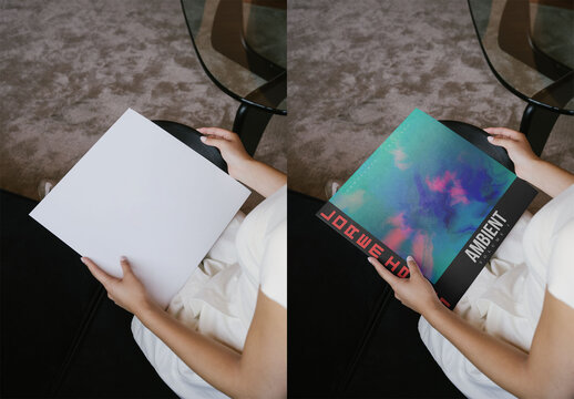 Mockup Of Woman Customized Lp On Lap