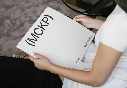 Mockup Of Woman Customizable Lp On Lap