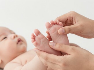 Gentle Hands Holding Tiny Baby Feet: Nurturing Care and Innocence in Early Development
