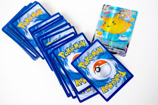 collectible Pokemon trading card game, collecting and organizing Card Collection, Childhood Hobbies, youth culture and leisure, Gaming and Fan Entertainment, Frankfurt - May 30, 2025