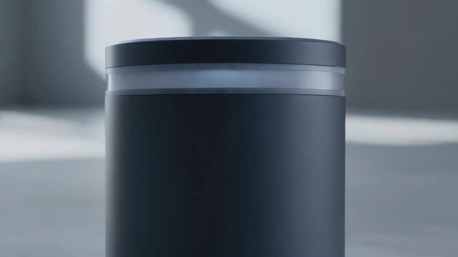 Modern black bollard light fixture in minimalist setting indoor lighting design