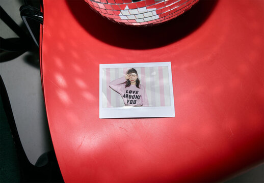 Mockup Of Customizable Instant Camera Photo
