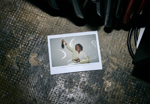 Mockup Of Horizontal Customizable Instant Camera Photo