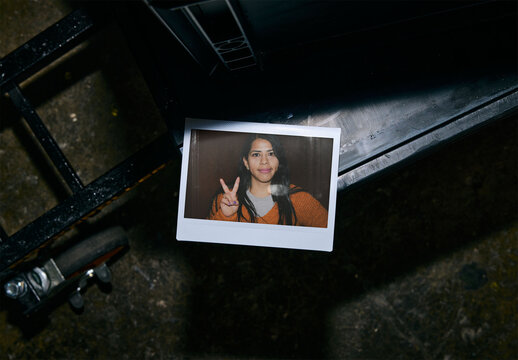 Mockup Of Horizontal Customized Instant Camera Photo