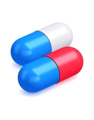 Two Colorful Capsules - Medication and Healthcare Concepts.