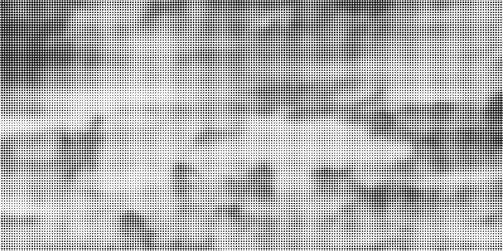 Grunge halftone gradient background. Faded grit noise texture. White and black sand wallpaper. Retro pixelated backdrop. Anime or manga style comic overlay. Vector graphic design textured template