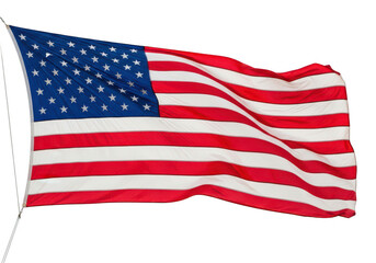 Fototapeta premium American flag waving in the wind against isolated on transparent background
