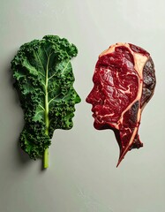 Vegetarian vs. Meat Eater - A Conceptual Food Face-Off.