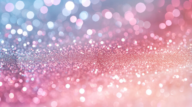 Abstract festive background with glitter, confetti and free place for text. New Year, Christmas, birthday, holiday celebration banner