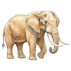 Fototapeta premium Watercolor Elephant Vector Illustration Isolated on White Background, Safari Wildlife Animal Art 