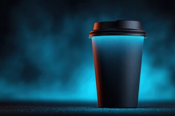 Modern coffee cup with neon light effect