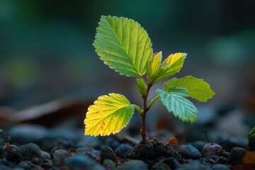 Small green plant sprouting from soil