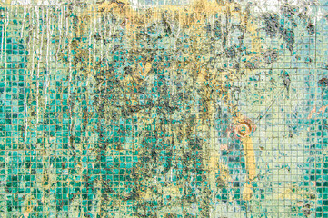 Peeling paint grunge mosaic wall texture as background