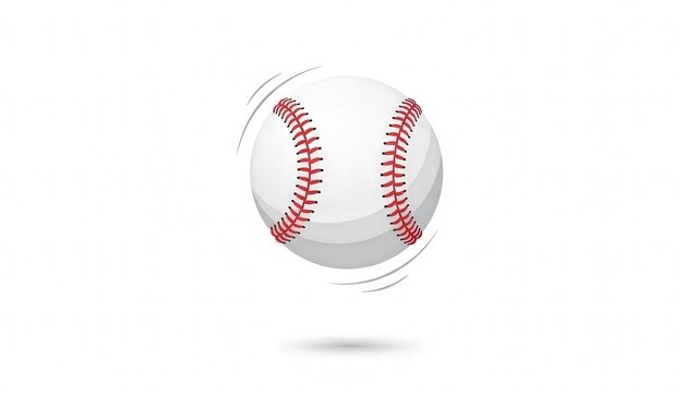 Close-up of a Classic White Baseball with Red Stitching on Plain Background