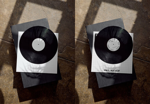 Mockup Of Customized Record Cover And Vinyl
