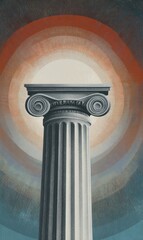 Naklejka premium Ionic column holding up knowledge and enlightenment concept
