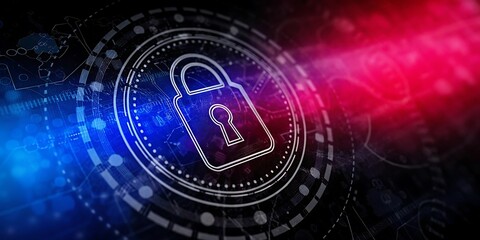 Obraz premium Cyber security.Digital padlock icon,Cyber security technology network data protection technology virtual dasboard. Online internet authorized access against cyber attack privacy.