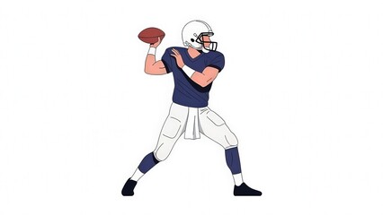 Dynamic American football player in action preparing to throw the ball during game