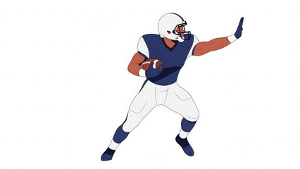 Fototapeta premium Dynamic American football player in action wearing helmet and uniform