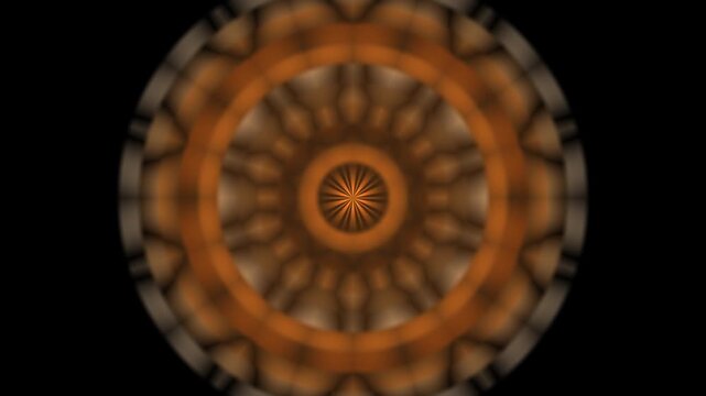 Circular Warm Abstract Pattern Revealing Centering Motion in Dark Studio