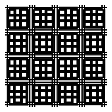 A seamless geometric pattern of brown city buildings with square windows forming a modern architectural wallpaper design