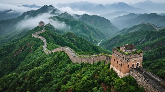 AncientGreatWallWindingThroughMistyMountains