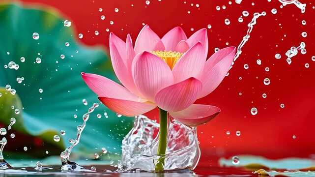 PinkLotusBloomwithWaterDroplets
