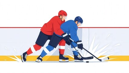Obraz premium Dynamic Ice Hockey Action Scene Showing Two Players Competing for the Puck