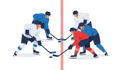 Fototapeta premium Dynamic Ice Hockey Game Scene Showing Players Competing on the Ice