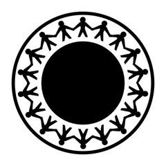 Black and white round label vector icon featuring a circular stamp design and silhouette shape for business sign decoration and art illustration concepts