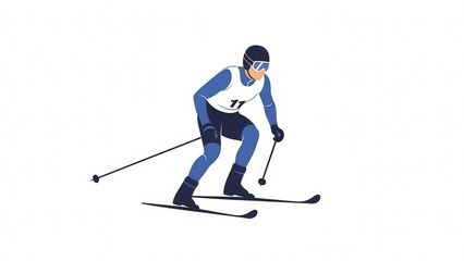 Fototapeta premium Dynamic Male Skiing Athlete in Action on Snow Mountain for Winter Sports Photography