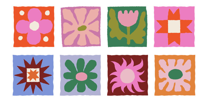 Vector whimsical illustrations in hand drawn doodle imperfect edges and wavy shapes, abstract dopamine art decor and design elements for prints and cards