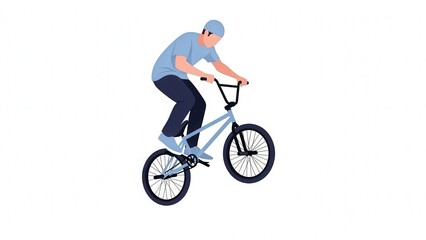 Naklejka premium Dynamic Young Man Performing Bicycle Trick in Action for Active Lifestyle Image