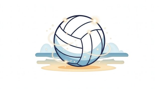 High-Resolution Beach Volleyball Ball on Sand with Blue Sky Background