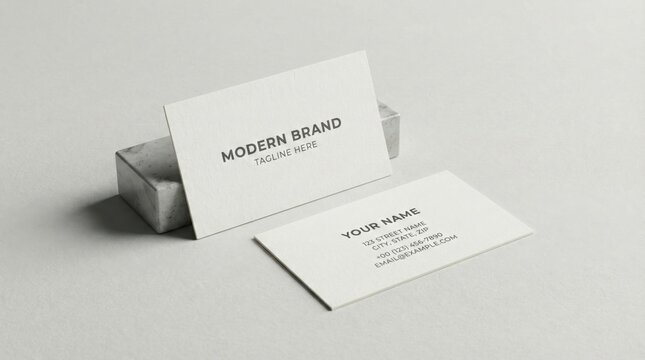 Minimalist business card mockup with modern branding,featuring front and back clean layout on neutral background for corporate identity or personal contact design preview