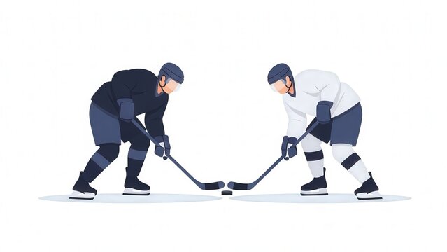 Ice Hockey Players Facing Off During Intense Game Action