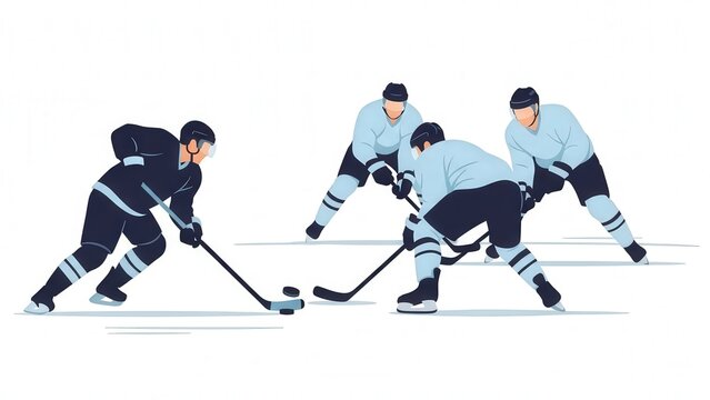 Ice Hockey Players Engaged in a Competitive Match on Ice Rink