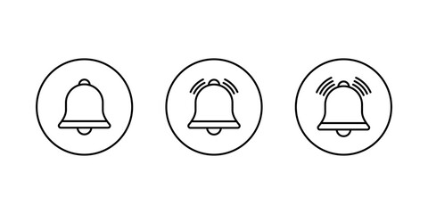 Obraz premium Notification bell outline icon set in circular line. Message alert and reminder symbol