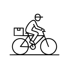 Fototapeta premium courier riding a bicycle with a package box