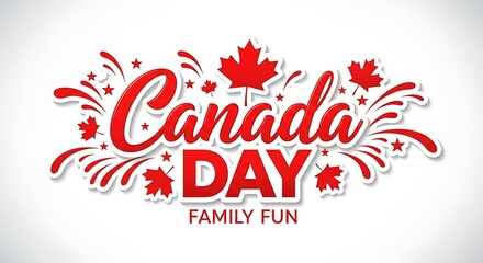 Obraz premium Vibrant canada day graphic with maple leaves and fireworks