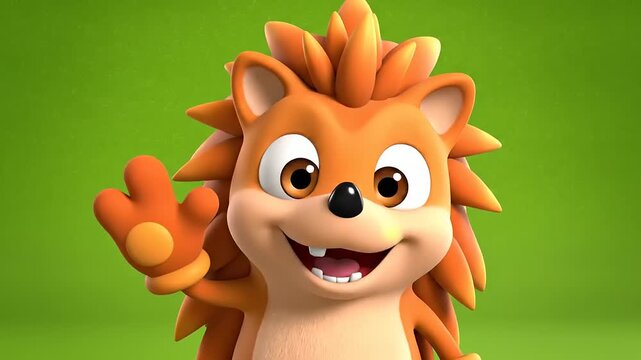Animated Hedgehog Character Waving and Smiling.