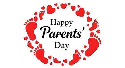 Happy parents day footprints and hearts graphic