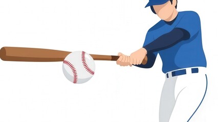 Young Baseball Player Swinging Bat with Focus and Determination